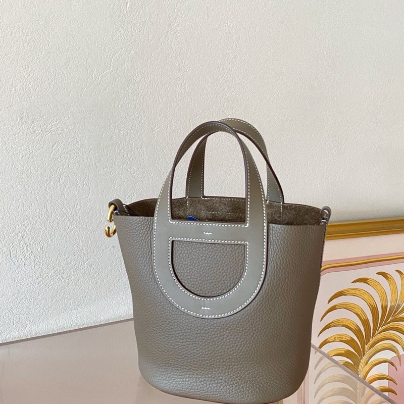 99新 Hermès 愛馬仕loop菜籃子18 大象灰金扣 B刻 無附件-1