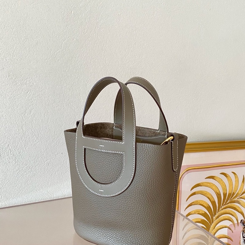 99新 Hermès 愛馬仕loop菜籃子18 大象灰金扣 B刻 無附件-2