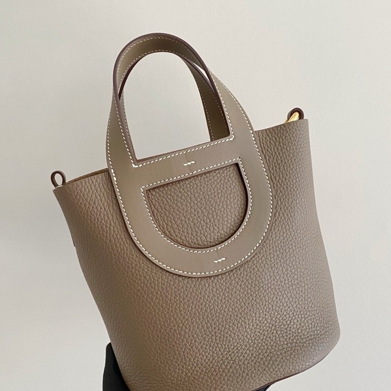 99新 Hermès 愛馬仕loop菜籃子18 大象灰金扣 B刻 無附件-3