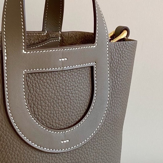 99新 Hermès 愛馬仕loop菜籃子18 大象灰金扣 B刻 無附件-5