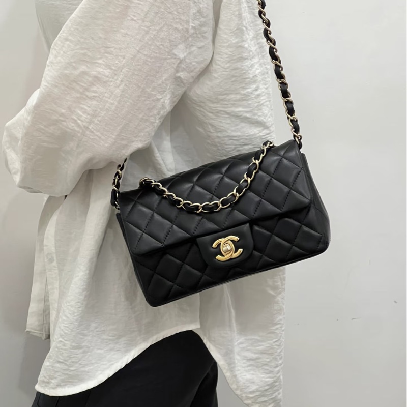 CHANEL香奈兒CF20🎩全新全配 🎩黑金淡金扣芯片款-19