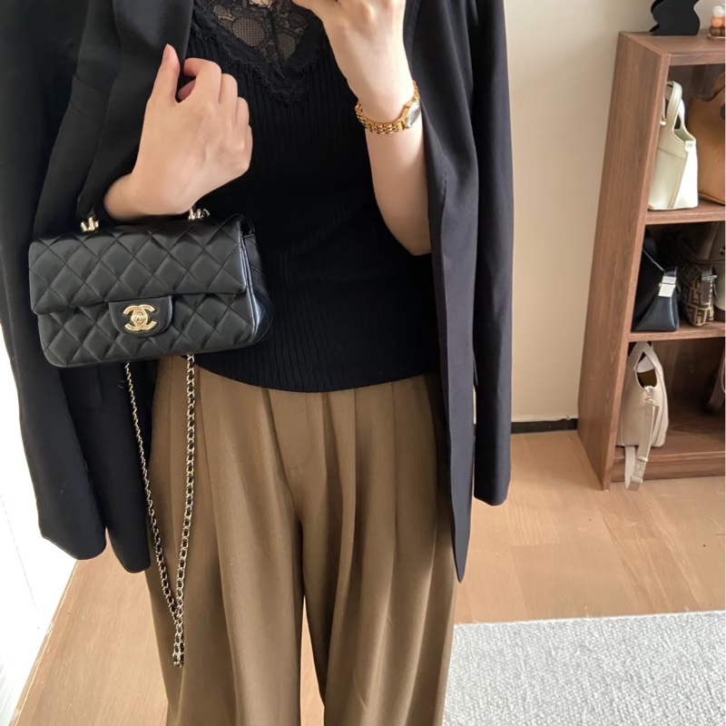 CHANEL香奈兒CF20🎩全新全配 🎩黑金淡金扣芯片款-21