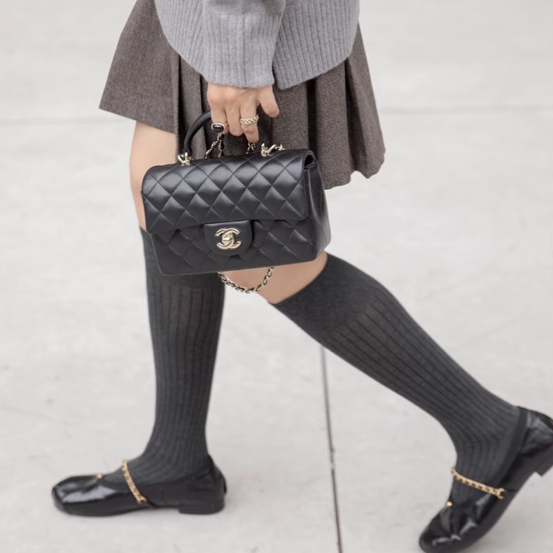 CHANEL香奈兒CF20🎩全新全配 🎩黑金淡金扣芯片款-22