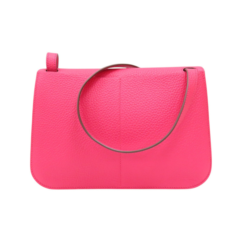 桃紅色 Taurillon Clemence牛皮 Halzan 25 肩背包 Y刻 銀釦【HERMES 愛馬仕】-1