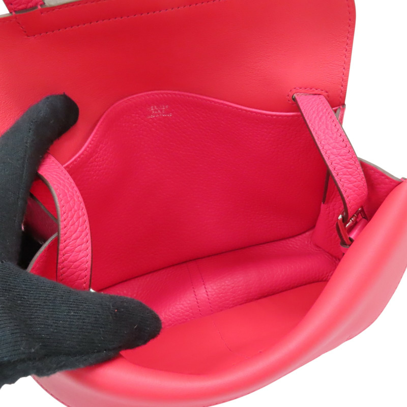 桃紅色 Taurillon Clemence牛皮 Halzan 25 肩背包 Y刻 銀釦【HERMES 愛馬仕】-4