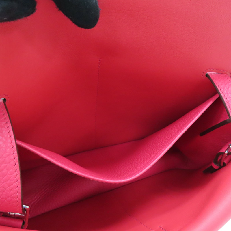 桃紅色 Taurillon Clemence牛皮 Halzan 25 肩背包 Y刻 銀釦【HERMES 愛馬仕】-5