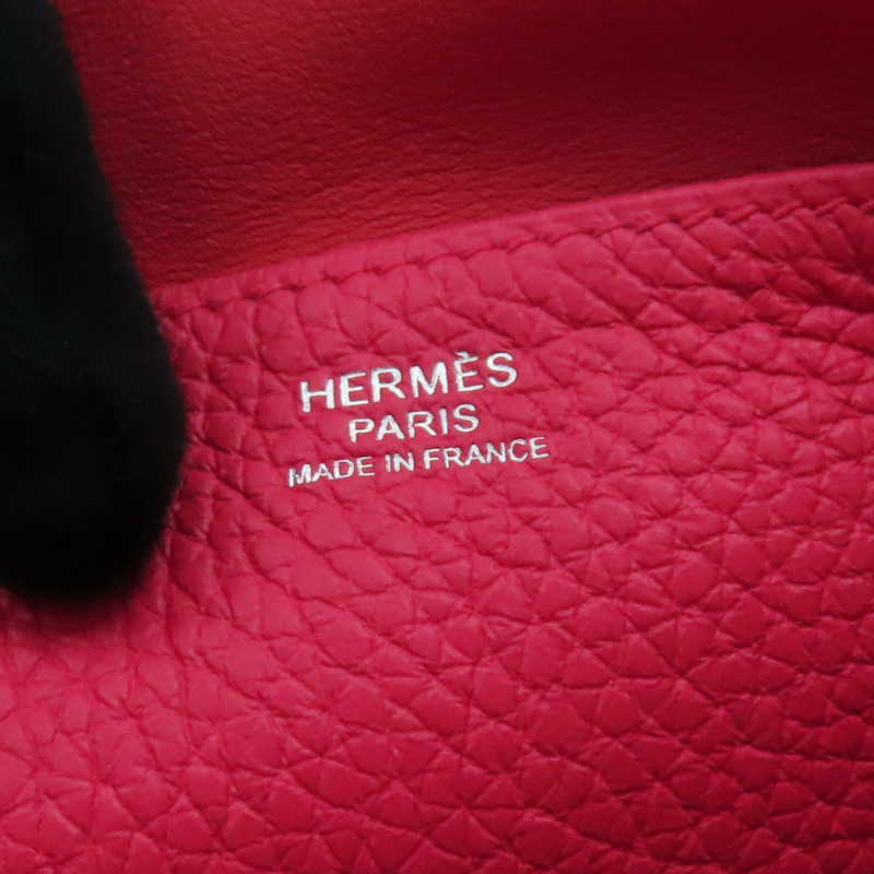桃紅色 Taurillon Clemence牛皮 Halzan 25 肩背包 Y刻 銀釦【HERMES 愛馬仕】-6