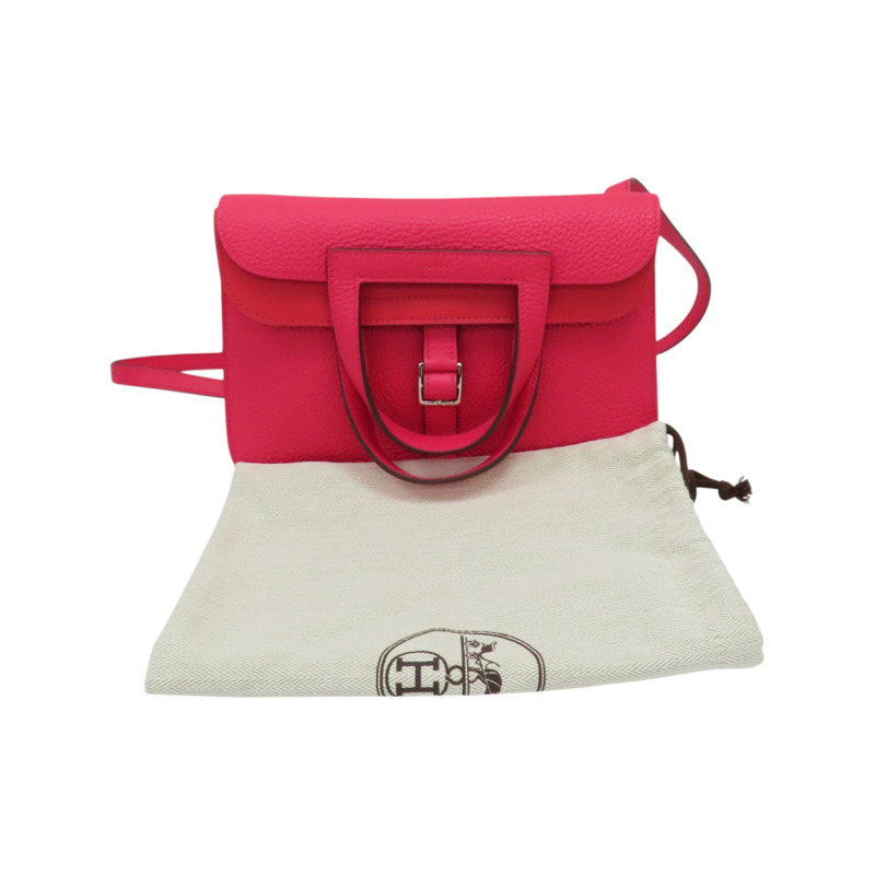 桃紅色 Taurillon Clemence牛皮 Halzan 25 肩背包 Y刻 銀釦【HERMES 愛馬仕】-9