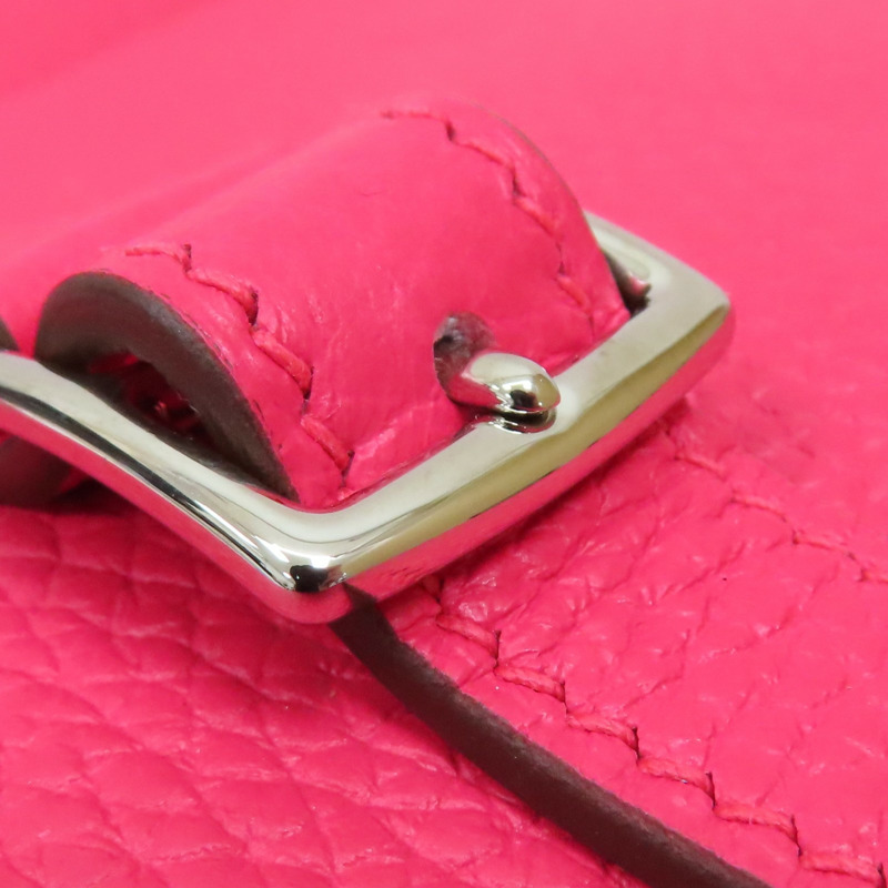 桃紅色 Taurillon Clemence牛皮 Halzan 25 肩背包 Y刻 銀釦【HERMES 愛馬仕】-12