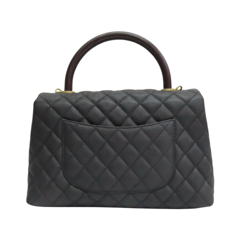 黑色 菱格紋牛皮 Coco handle 鍊帶肩背包 金釦【CHANEL 香奈兒】 A92991-1
