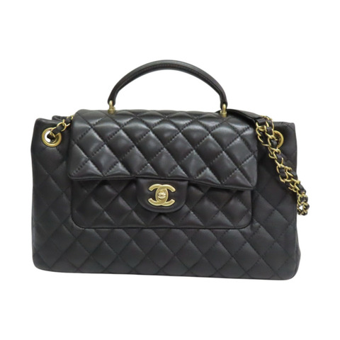 黑色 牛皮 鍊帶肩背包 金釦【CHANEL 香奈兒】 AS3049