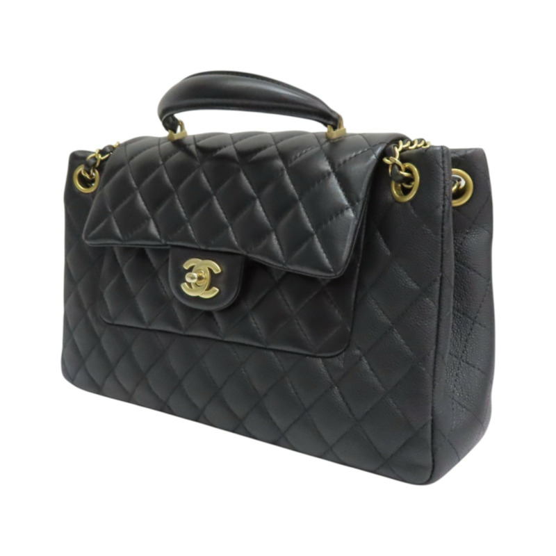 黑色 牛皮 鍊帶肩背包 金釦【CHANEL 香奈兒】 AS3049-2