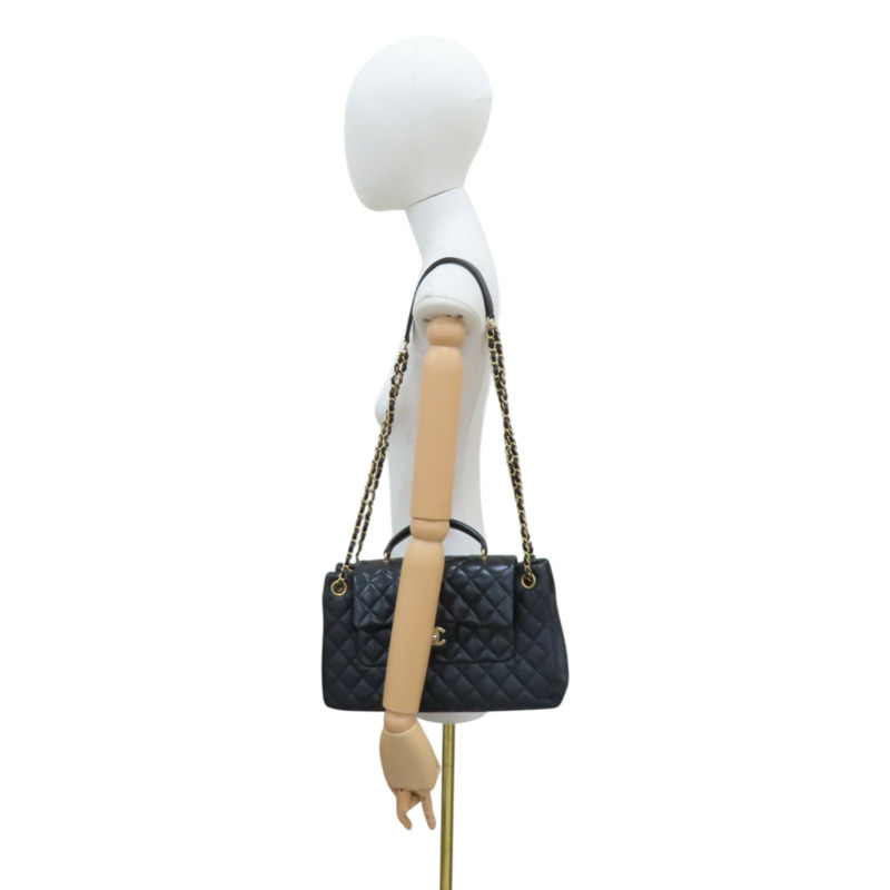 黑色 牛皮 鍊帶肩背包 金釦【CHANEL 香奈兒】 AS3049-11