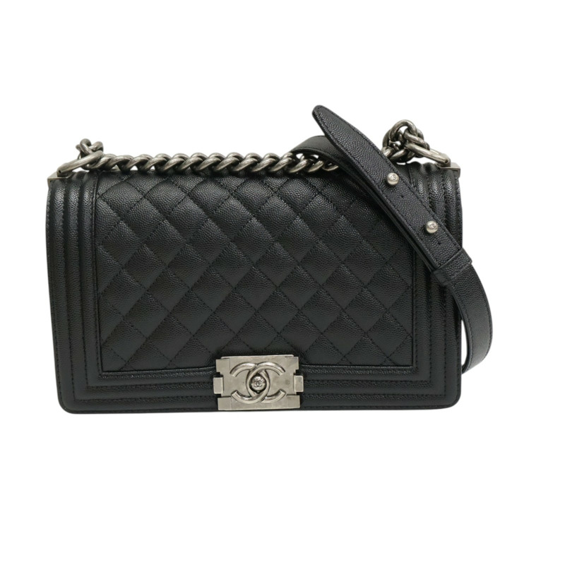 黑色 荔枝紋 牛皮 Boy25 鍊帶 肩背包【CHANEL 香奈兒】 A67086-0