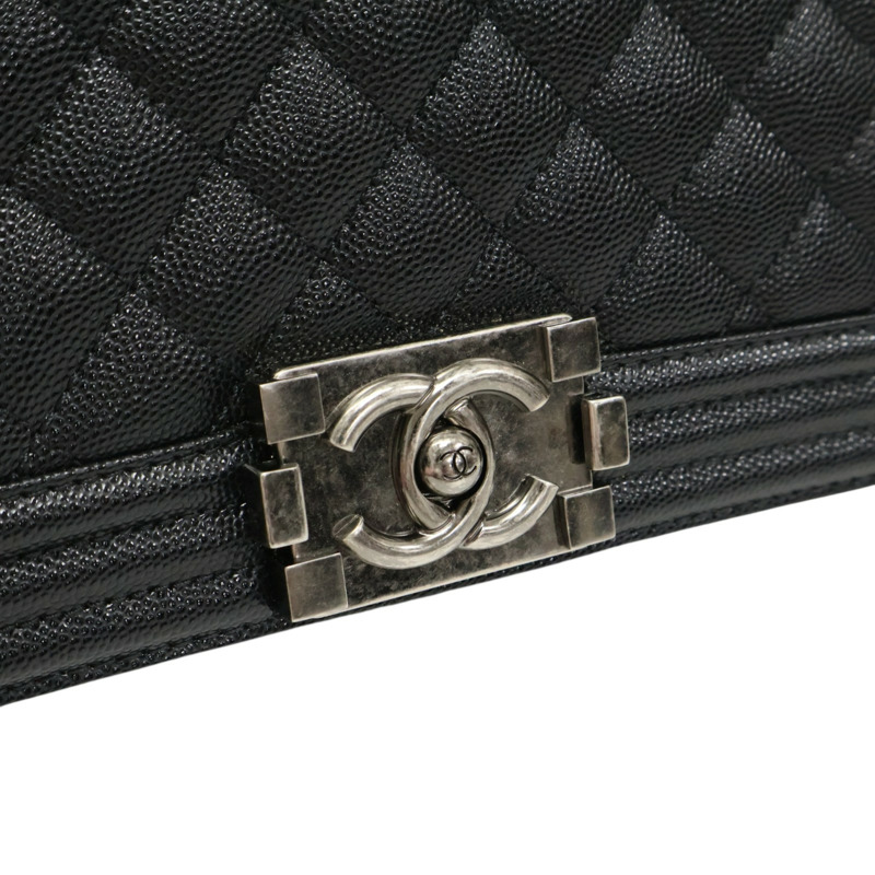 黑色 荔枝紋 牛皮 Boy25 鍊帶 肩背包【CHANEL 香奈兒】 A67086-5