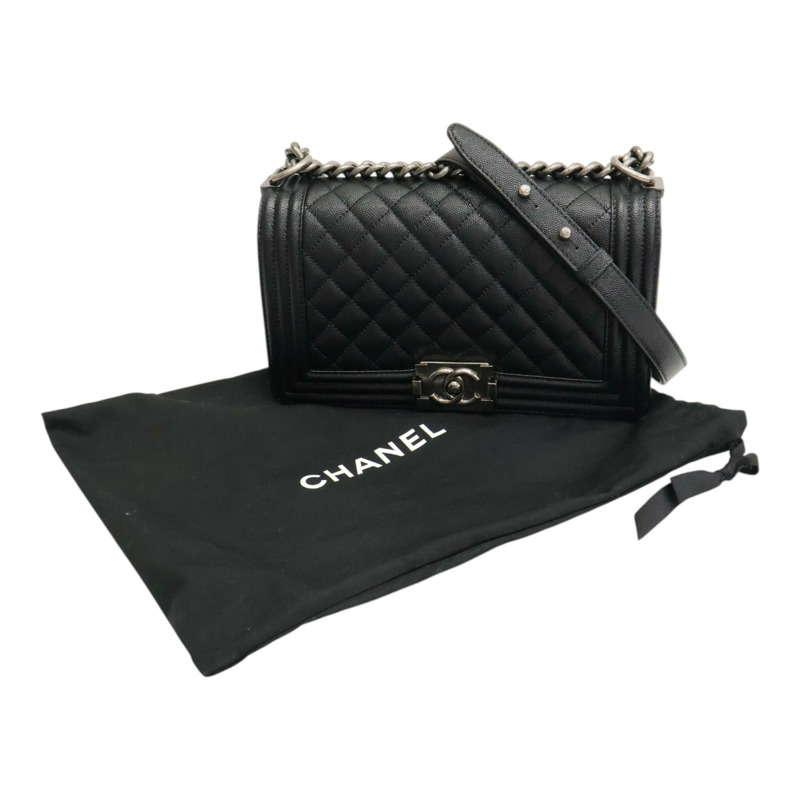 黑色 荔枝紋 牛皮 Boy25 鍊帶 肩背包【CHANEL 香奈兒】 A67086-6