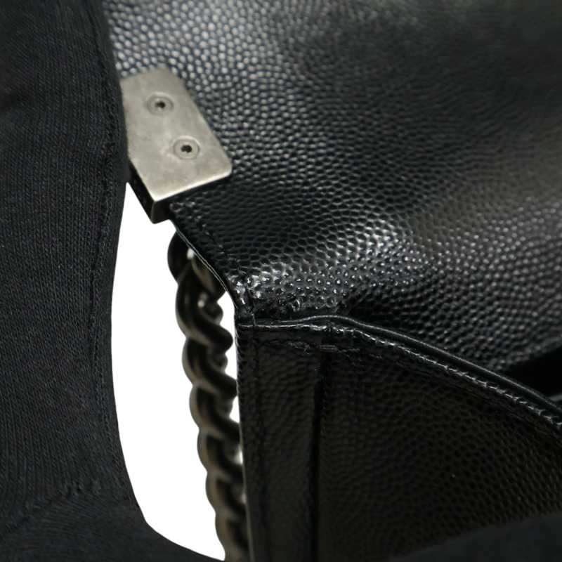 黑色 荔枝紋 牛皮 Boy25 鍊帶 肩背包【CHANEL 香奈兒】 A67086-10