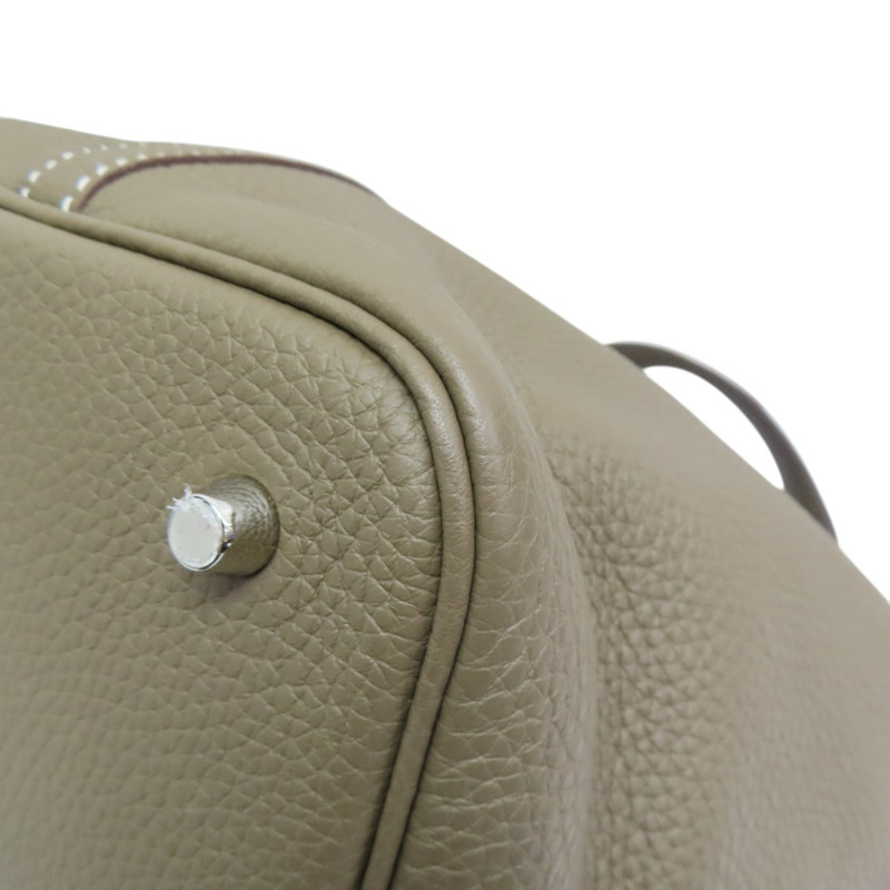 大象灰 TC牛皮 Picotin Lock 22 手提包 Z刻 銀釦【HERMES 愛馬仕】-9