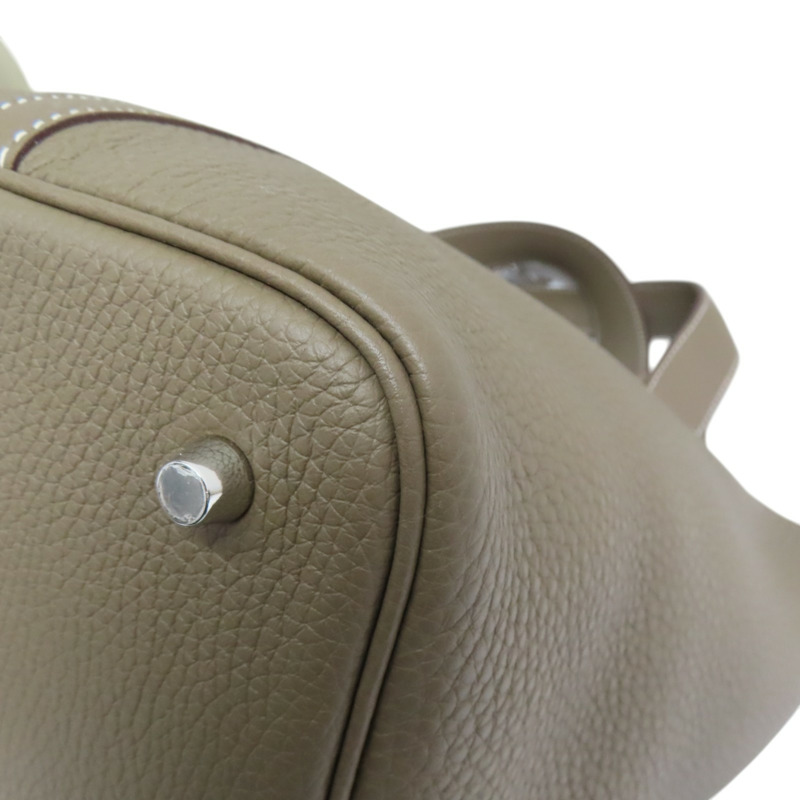 大象灰 TC牛皮 Picotin Lock 22 手提包 Z刻 銀釦【HERMES 愛馬仕】-11