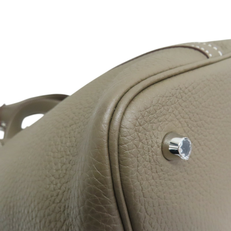 大象灰 TC牛皮 Picotin Lock 22 手提包 Z刻 銀釦【HERMES 愛馬仕】-12