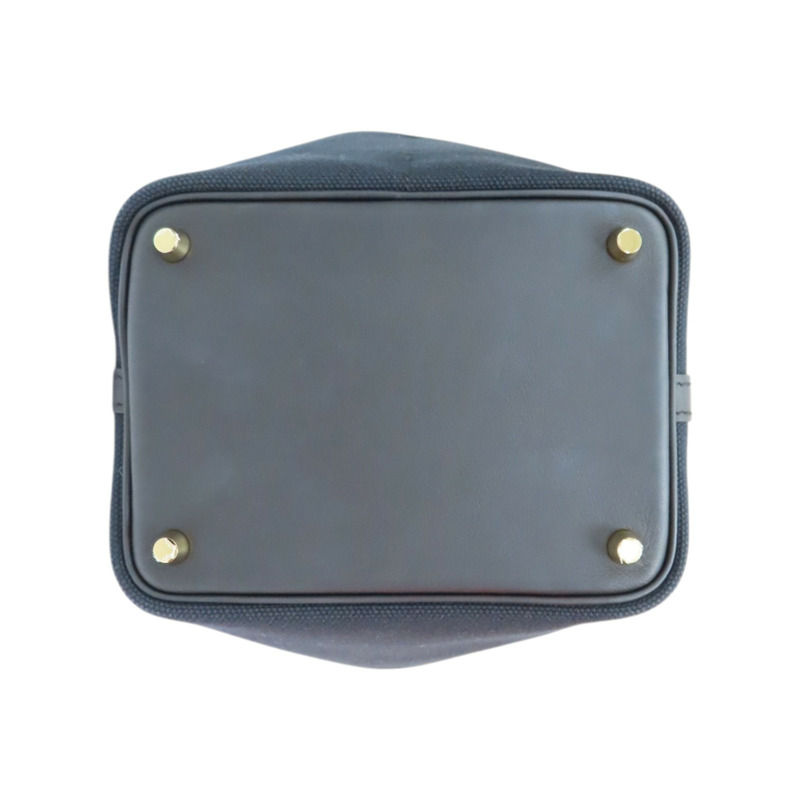 黑色 SWIFT牛 TOILE帆布 Picotin Lock 18 Cargo 手提包 銀釦 B刻【HERMES 愛馬仕】 H08319CC-3