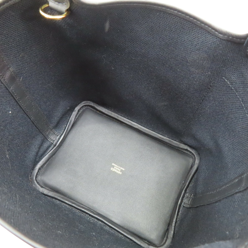 黑色 SWIFT牛 TOILE帆布 Picotin Lock 18 Cargo 手提包 銀釦 B刻【HERMES 愛馬仕】 H08319CC-4