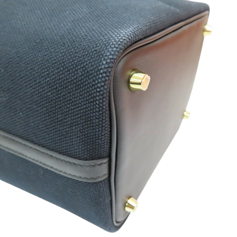黑色 SWIFT牛 TOILE帆布 Picotin Lock 18 Cargo 手提包 銀釦 B刻【HERMES 愛馬仕】 H08319CC-10
