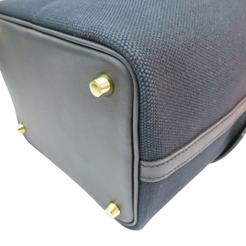 黑色 SWIFT牛 TOILE帆布 Picotin Lock 18 Cargo 手提包 銀釦 B刻【HERMES 愛馬仕】 H08319CC-11