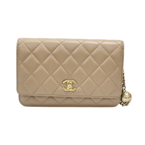 棕色羊皮 金球 WOC 鍊帶 肩背包【CHANEL 香奈兒】 AP1450