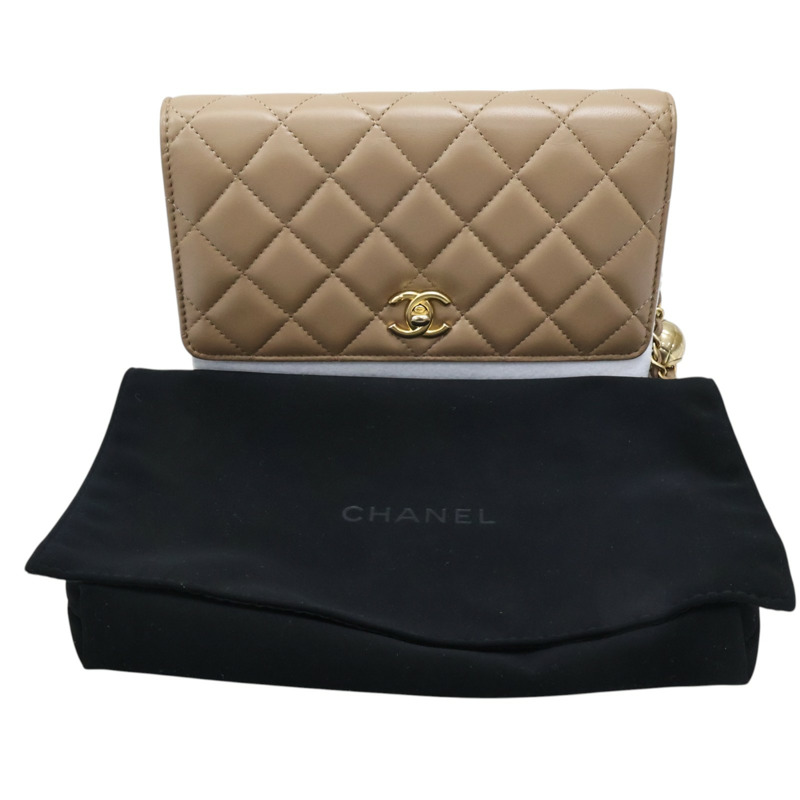 棕色羊皮 金球 WOC 鍊帶 肩背包【CHANEL 香奈兒】 AP1450-10