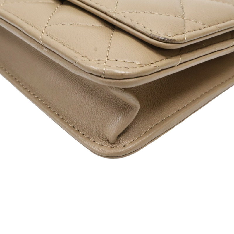 棕色羊皮 金球 WOC 鍊帶 肩背包【CHANEL 香奈兒】 AP1450-12