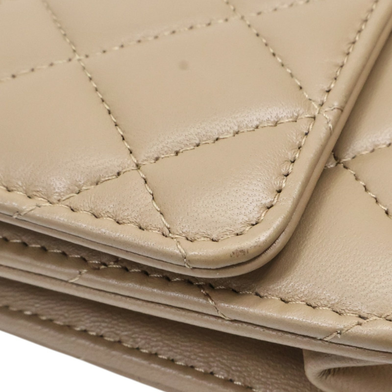 棕色羊皮 金球 WOC 鍊帶 肩背包【CHANEL 香奈兒】 AP1450-14