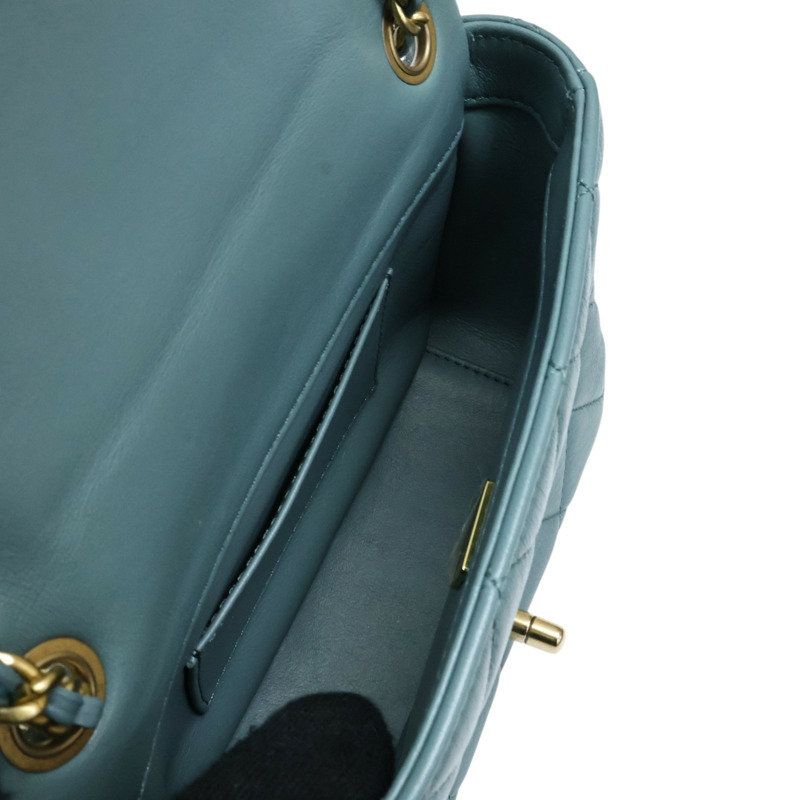 綠色羊皮 coco 17cm 鍊帶 肩背包【CHANEL 香奈兒】-4