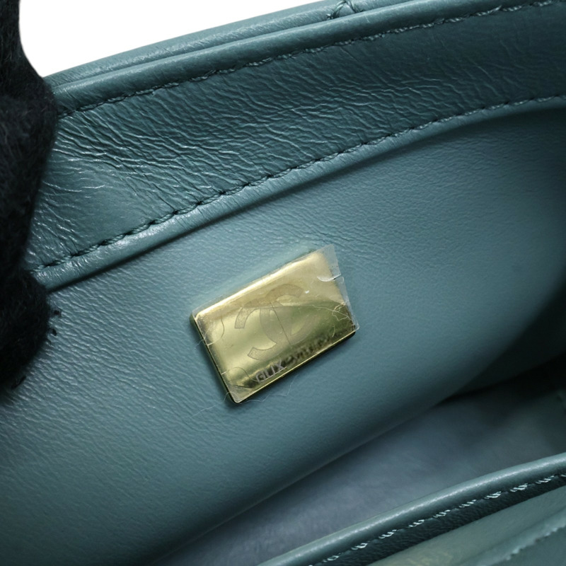 綠色羊皮 coco 17cm 鍊帶 肩背包【CHANEL 香奈兒】-6