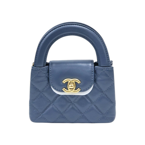 藍色羊皮 Nano Kelly 鍊帶 肩背包【CHANEL 香奈兒】 AP3435