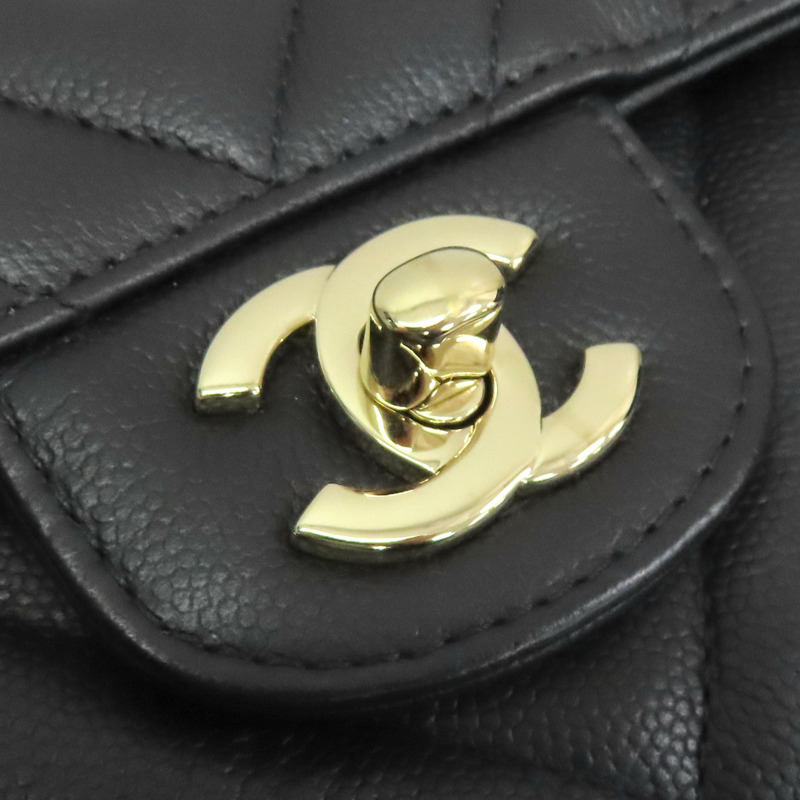 黑色 牛皮 Coco25 山形紋 肩背包 金釦【CHANEL 香奈兒】 A01112-9