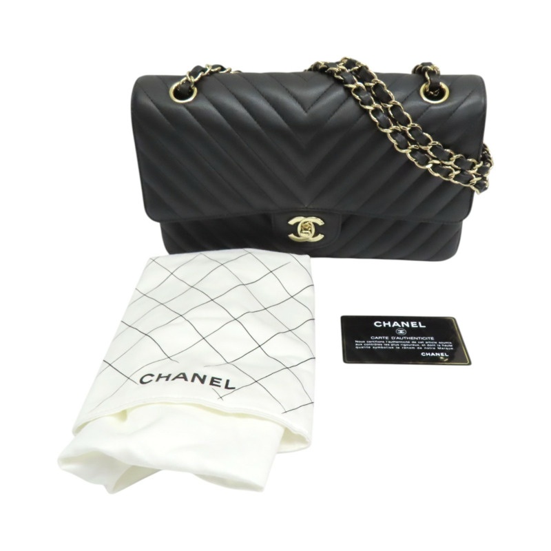 黑色 牛皮 Coco25 山形紋 肩背包 金釦【CHANEL 香奈兒】 A01112-13