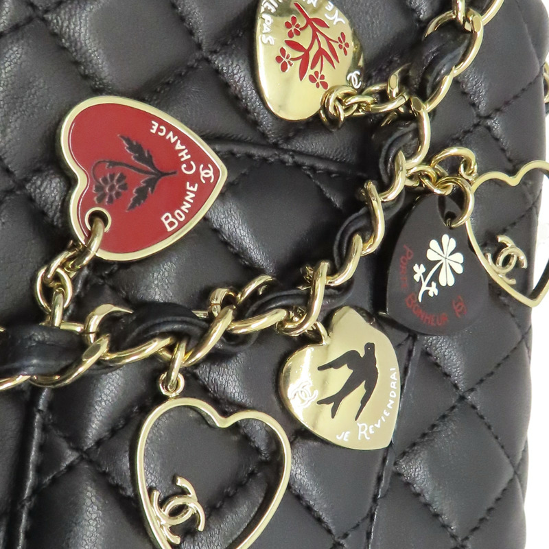 黑色 菱格紋 羊皮 情人節款 East West 鏈帶肩背包 金釦 無卡【CHANEL 香奈兒】-9