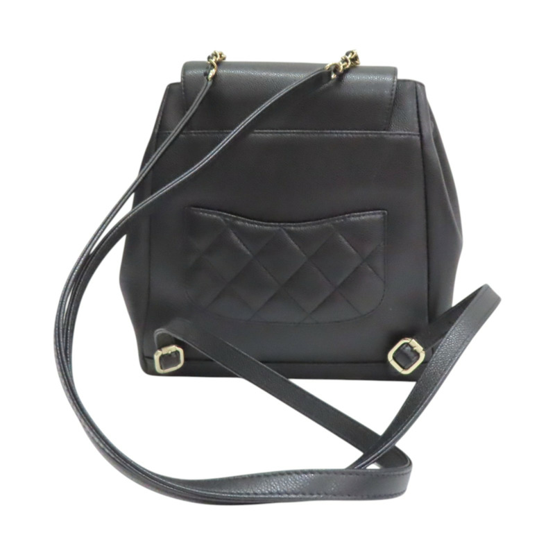 黑色牛皮 Business Affinity 後背包 金釦【CHANEL 香奈兒】 A93748-1