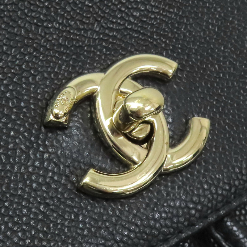 黑色牛皮 Business Affinity 後背包 金釦【CHANEL 香奈兒】 A93748-6