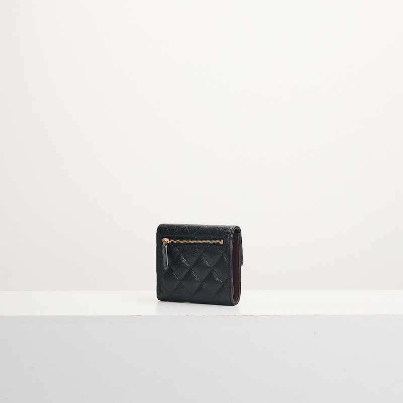 二手Chanel CF三折短夾/黑金牛-2