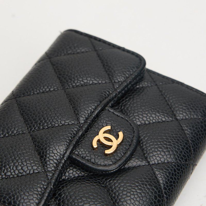 二手Chanel CF三折短夾/黑金牛-4