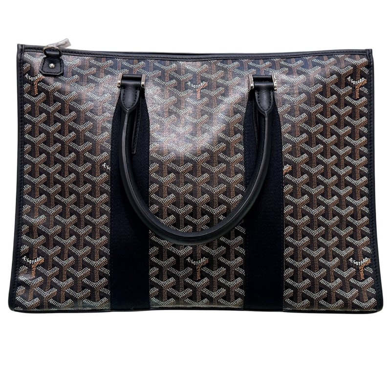 GOYARD 高雅德 MORVAN 公事包 GOYARDINE帆布 小牛皮 銀扣-1
