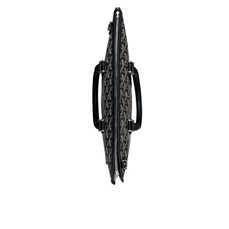 GOYARD 高雅德 MORVAN 公事包 GOYARDINE帆布 小牛皮 銀扣-10