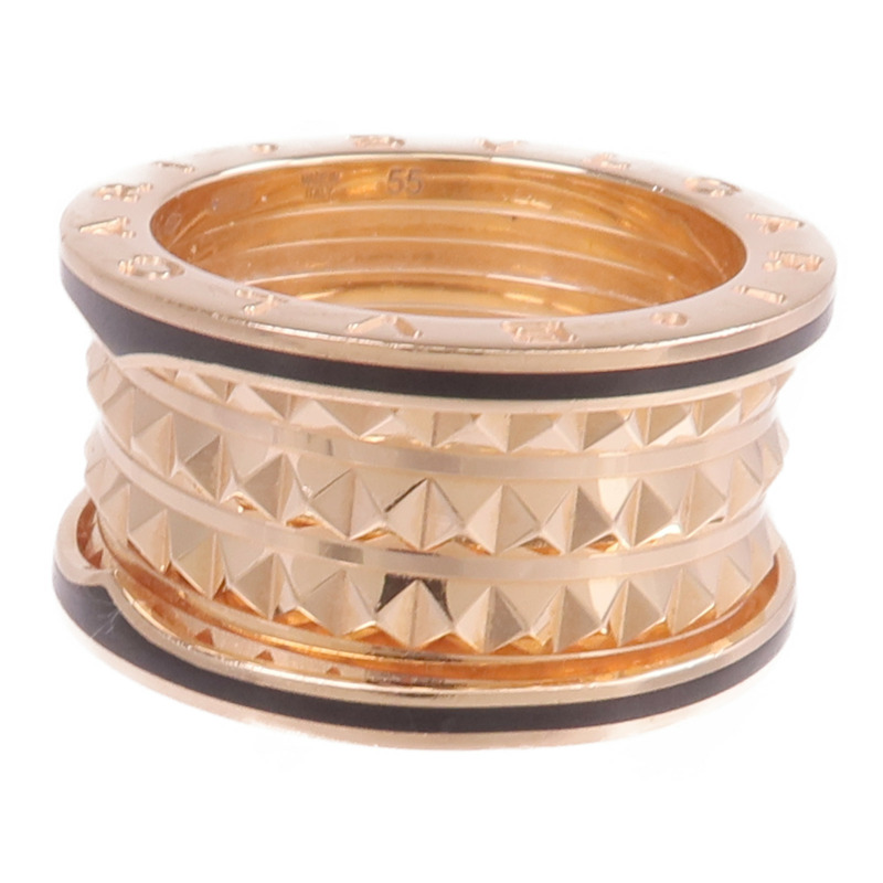 BVLGARI 18K玫瑰金/陶瓷B-zero1戒指BVLGARI#55/#US7-2