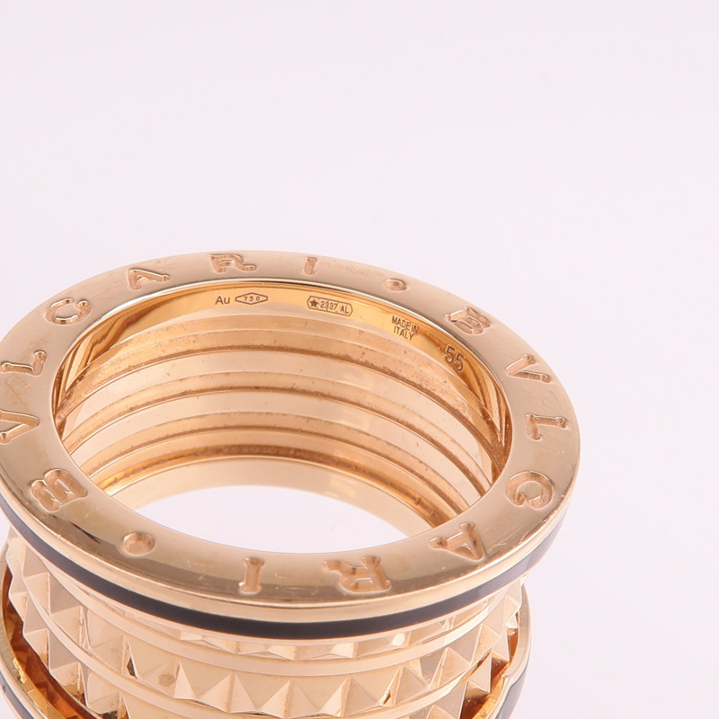 BVLGARI 18K玫瑰金/陶瓷B-zero1戒指BVLGARI#55/#US7-4
