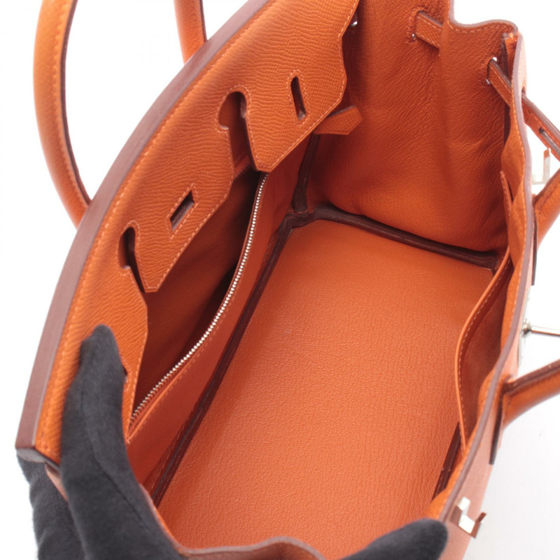 愛馬仕 Birkin 25 手袋 Epsom 皮革 橙色 二手 女士 SHW K-2
