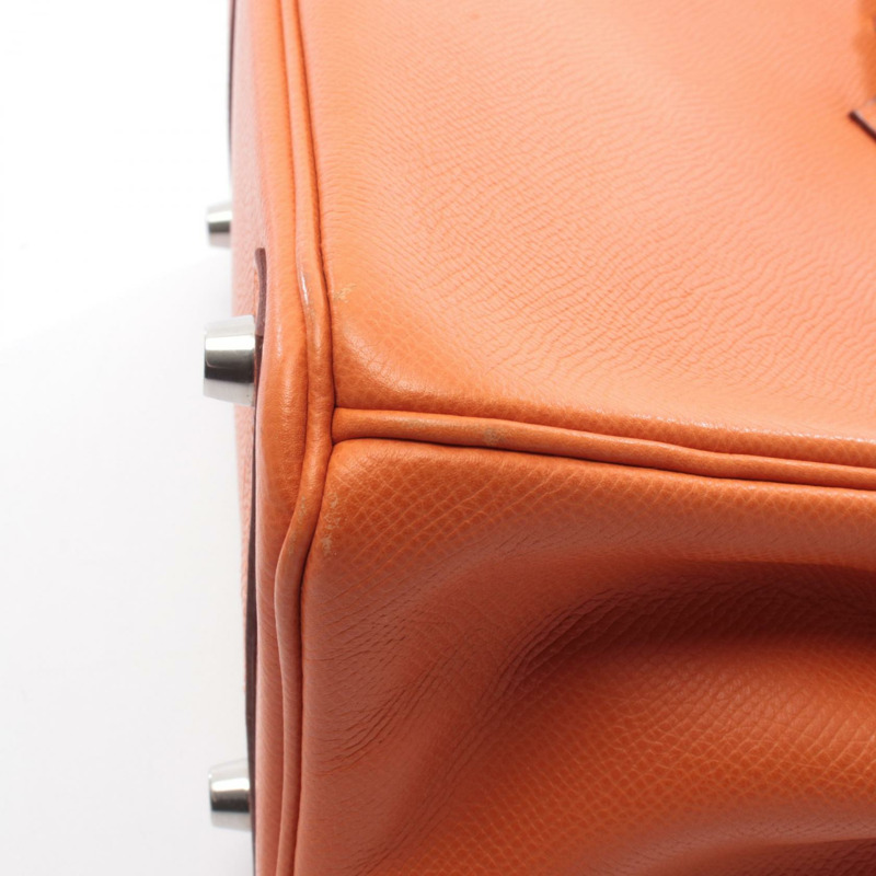 愛馬仕 Birkin 25 手袋 Epsom 皮革 橙色 二手 女士 SHW K-8