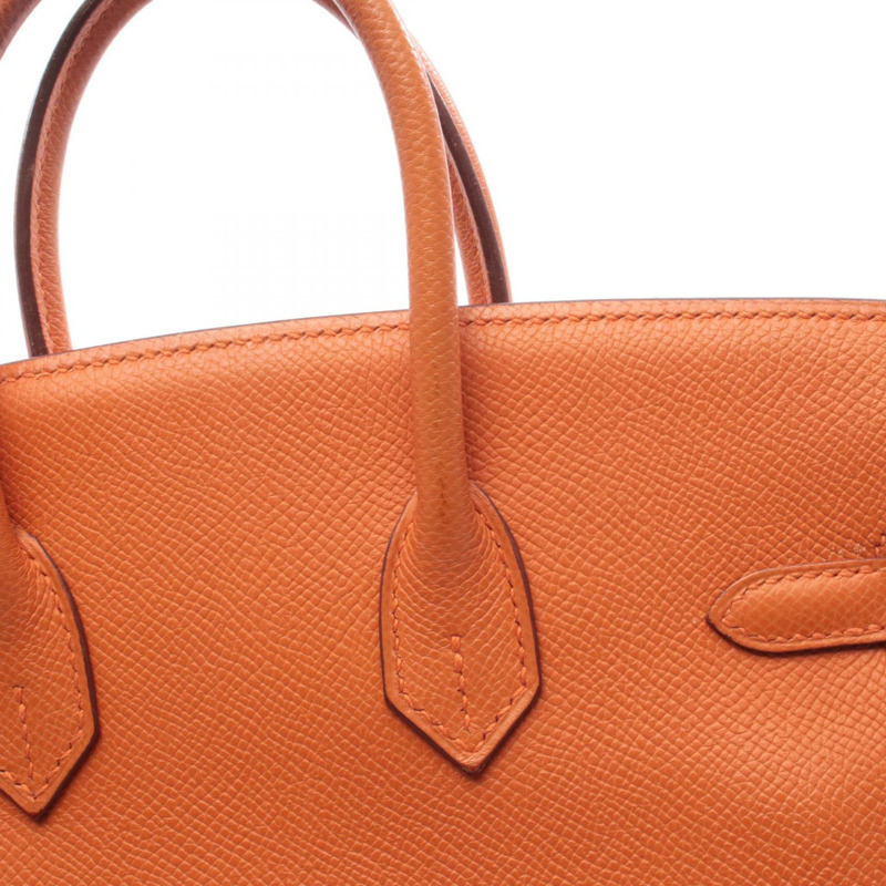 愛馬仕 Birkin 25 手袋 Epsom 皮革 橙色 二手 女士 SHW K-10