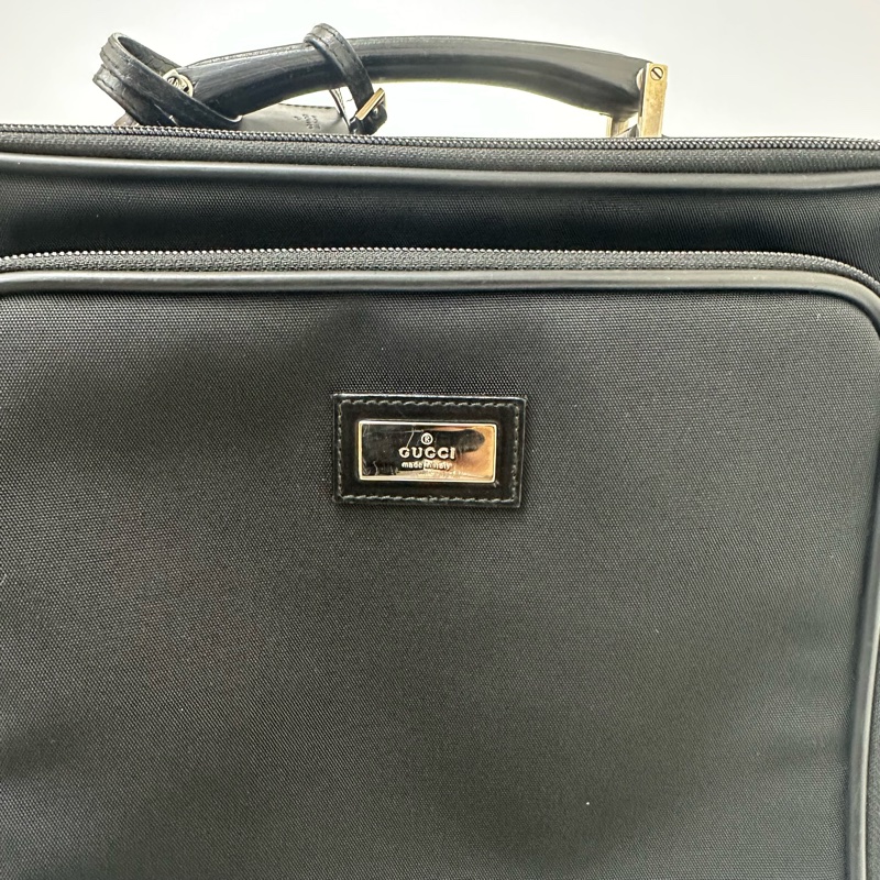 Gucci 黑色尼龍拉桿行李箱🧳 vintage 二手 中古 旅行-15